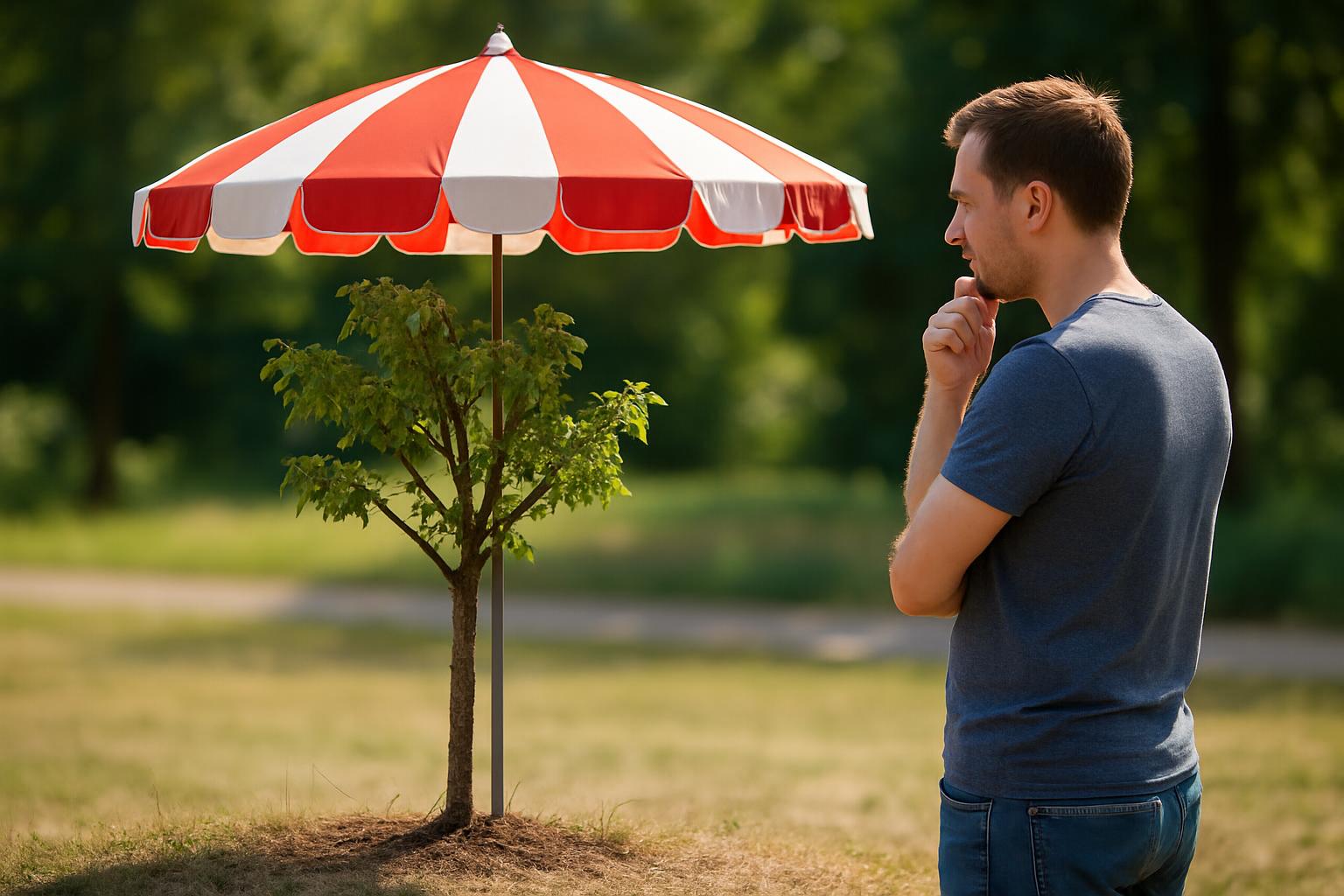 Sonnenschirm statt Baum: Fürsorge oder Symbolpolitik? 🌳⛱️🤔